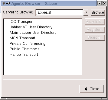 Viewing available gateways in Gabber
